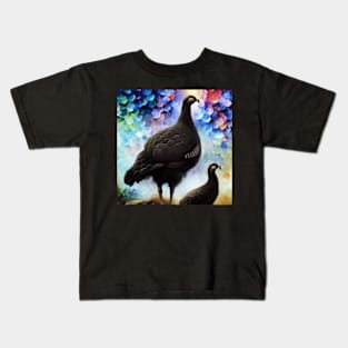 Black Grouse Family Watercolor Kids T-Shirt